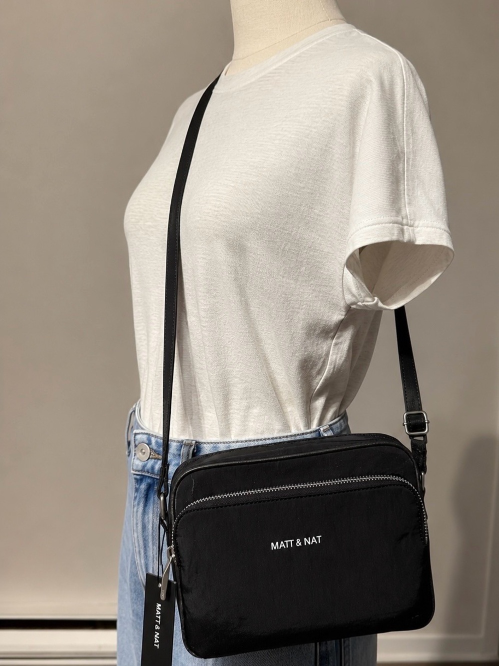 Matt & Nat Black Nylon Crossbody with Silver Hardware